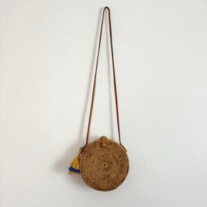 BOUTIQUE Round Rattan Summer Crossbody Strap Bag